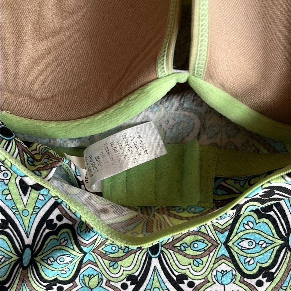 Athleta Geometric Swim Camisole in Blue and Green - Size 36C